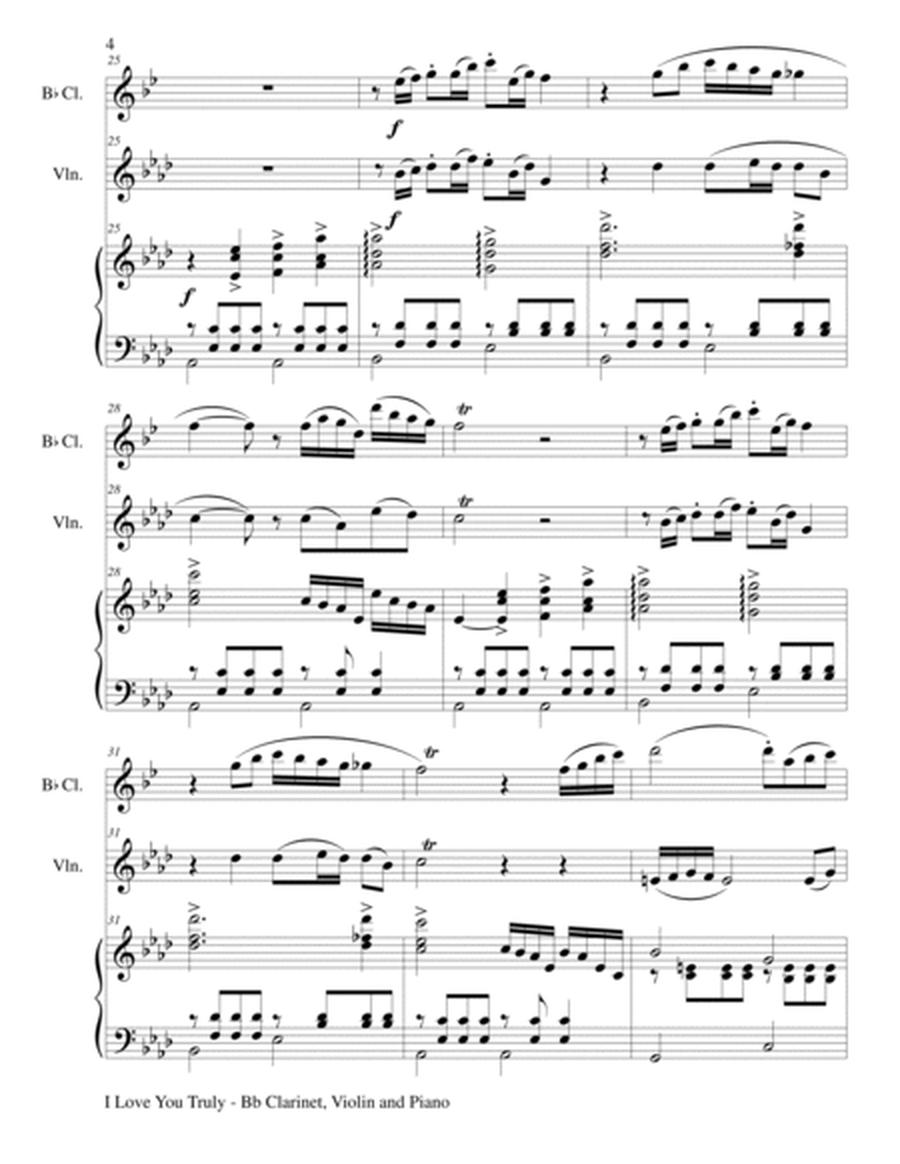 I LOVE YOU TRULY (Trio – Bb Clarinet, Violin, and Piano with Score and Parts) image number null
