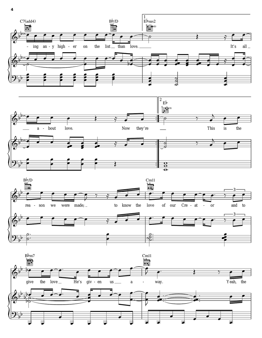 All About Love All About Love Piano, Vocal, Guitar scores gallery preview page 4