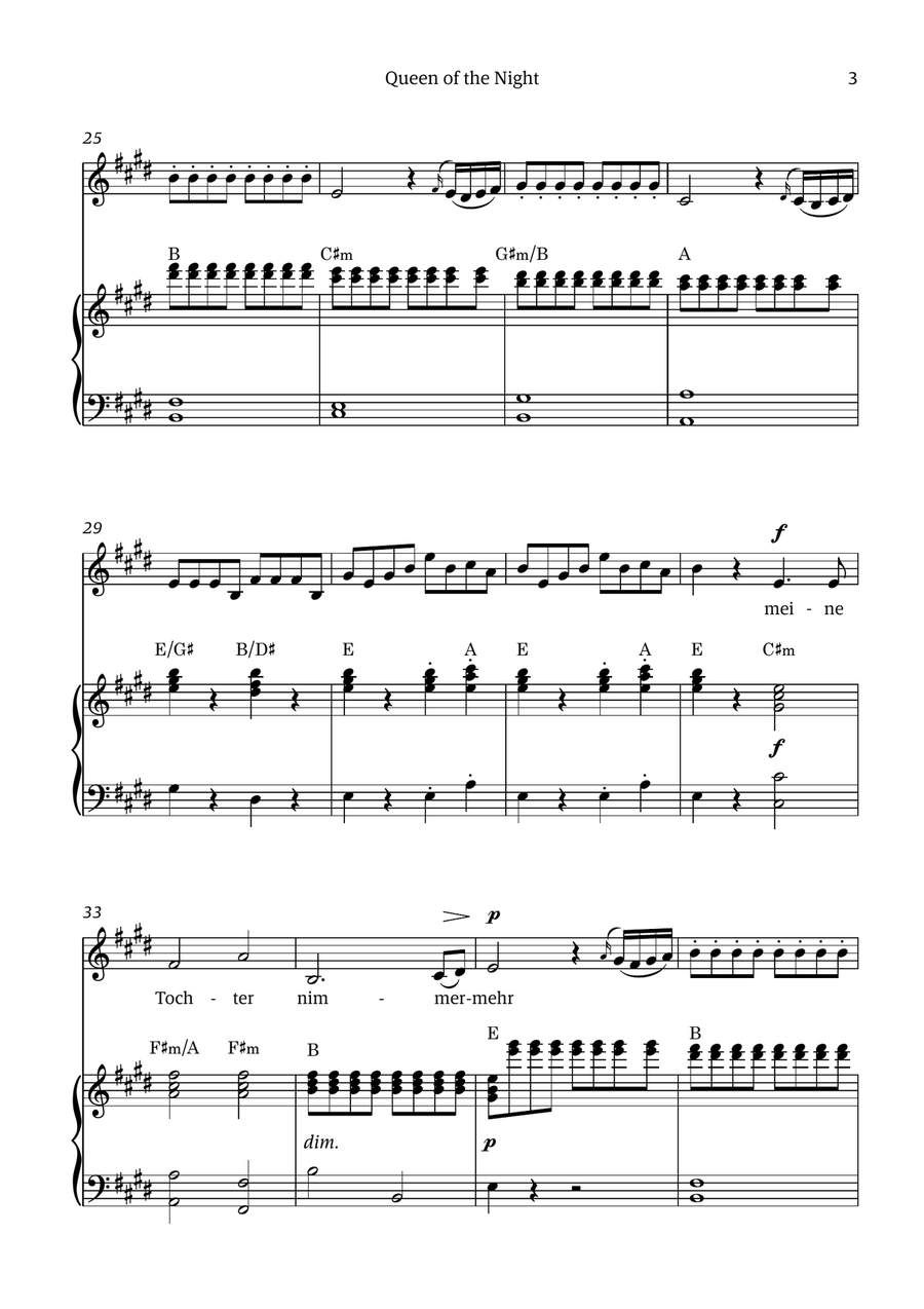 Queen of the Night (aria) - for ALTO in C# minor (with chords) Chamber Music scores gallery preview page 3
