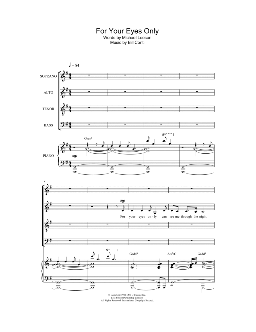 For Your Eyes Only Choir scores gallery preview page 1