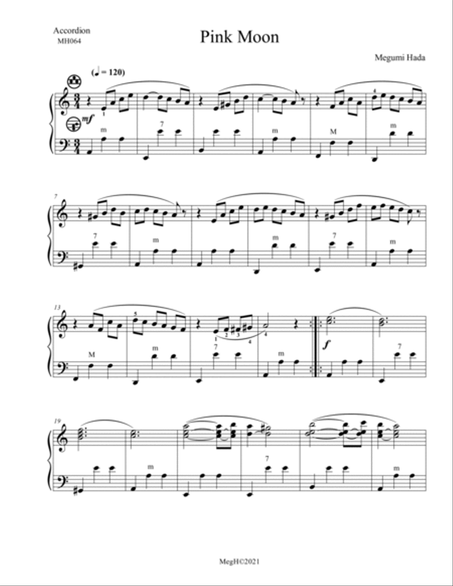 Pink Moon (Accordion Solo) Accordion scores gallery preview page 2