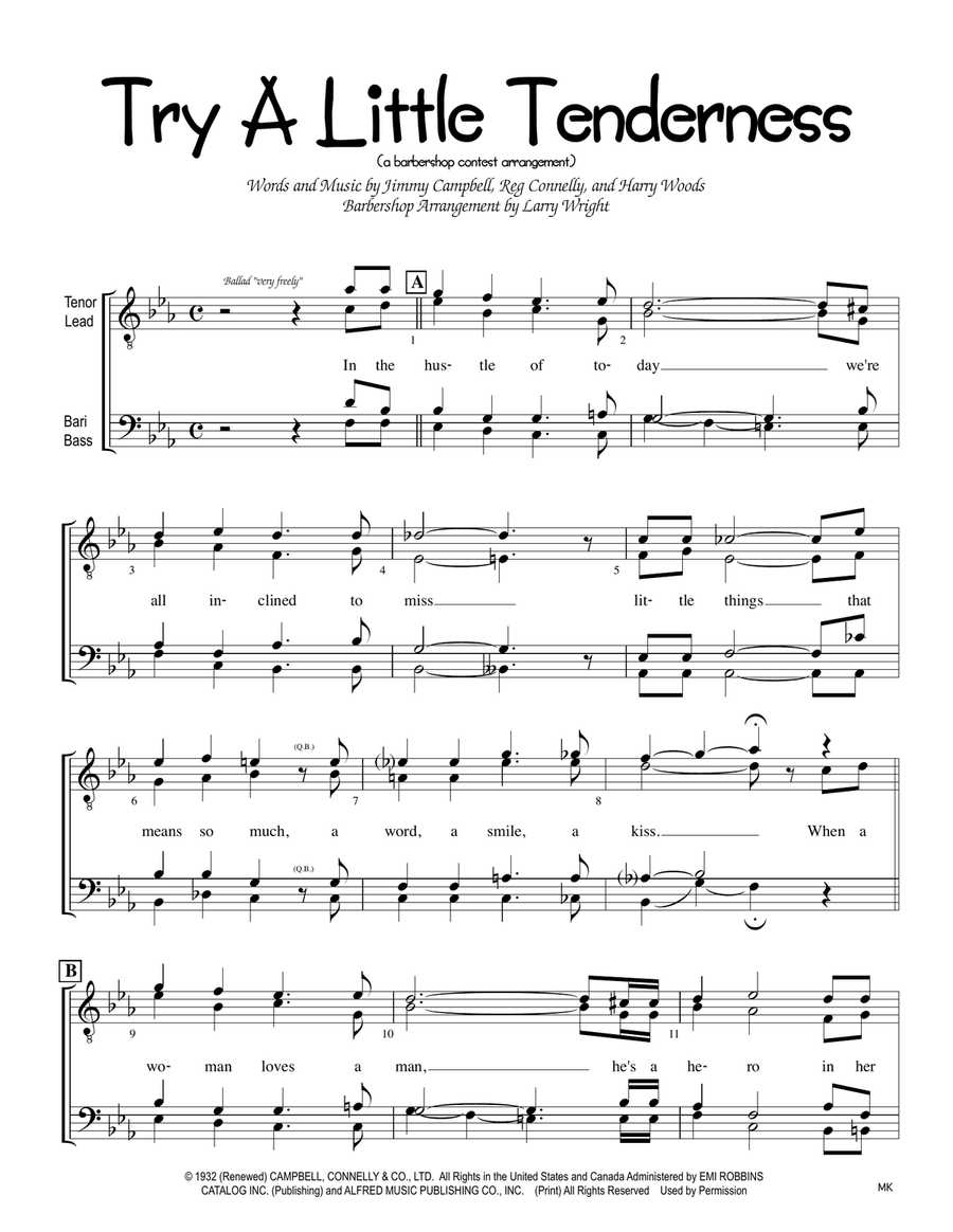 Try A Little Tenderness TTBB scores gallery preview page 1