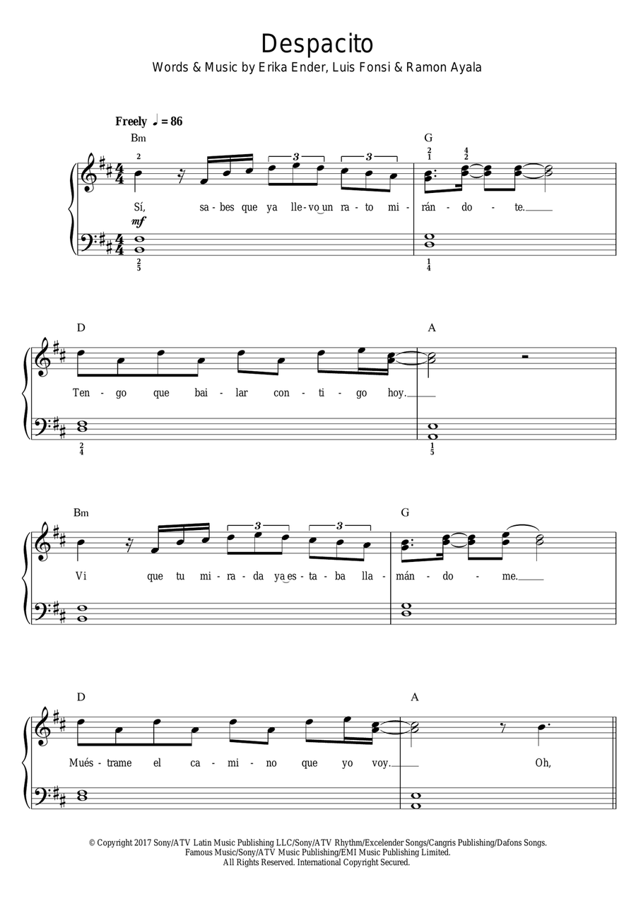 Despacito piano discount cover