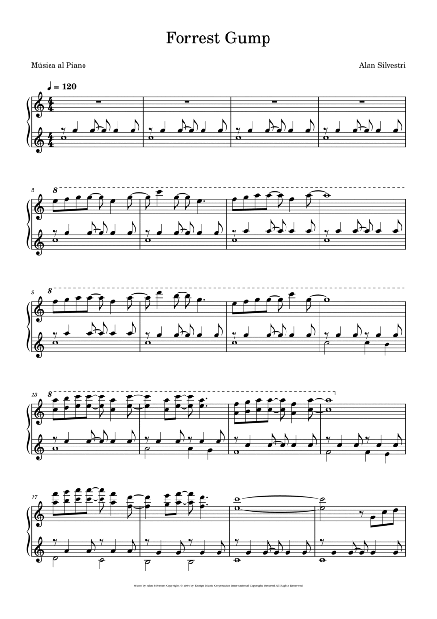 I'm Forrest... Forrest Gump Easy Piano scores gallery preview page 1