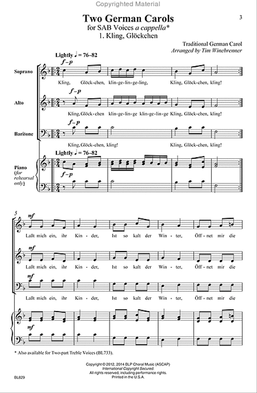Two German Carols Two German Carols 3-Part scores gallery preview page 2