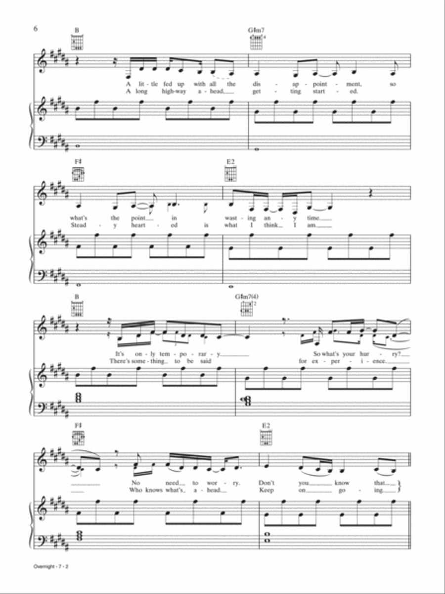 Overnight Piano, Vocal, Guitar scores gallery preview page 2