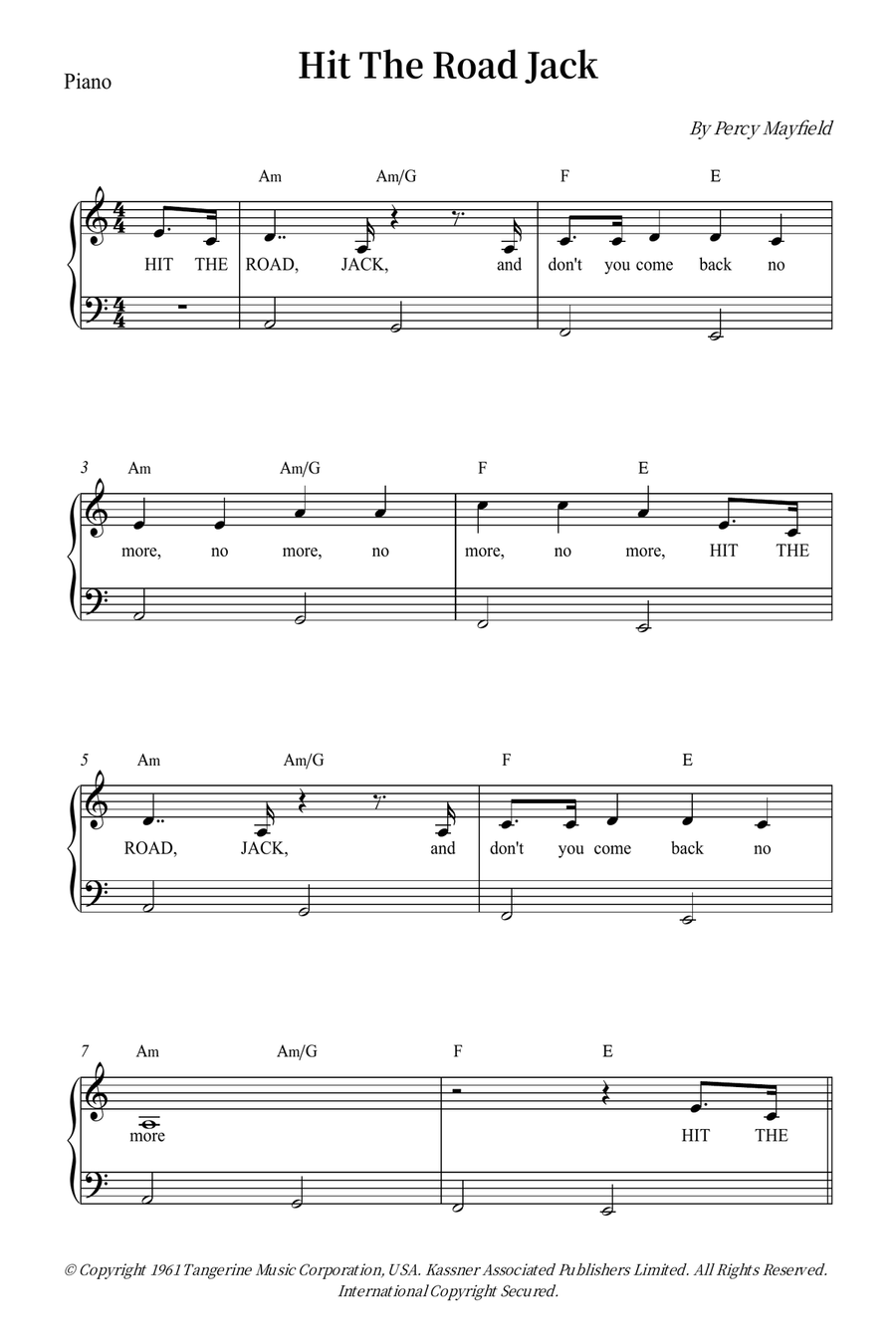 Hit The Road Jack Piano, Vocal scores gallery preview page 1