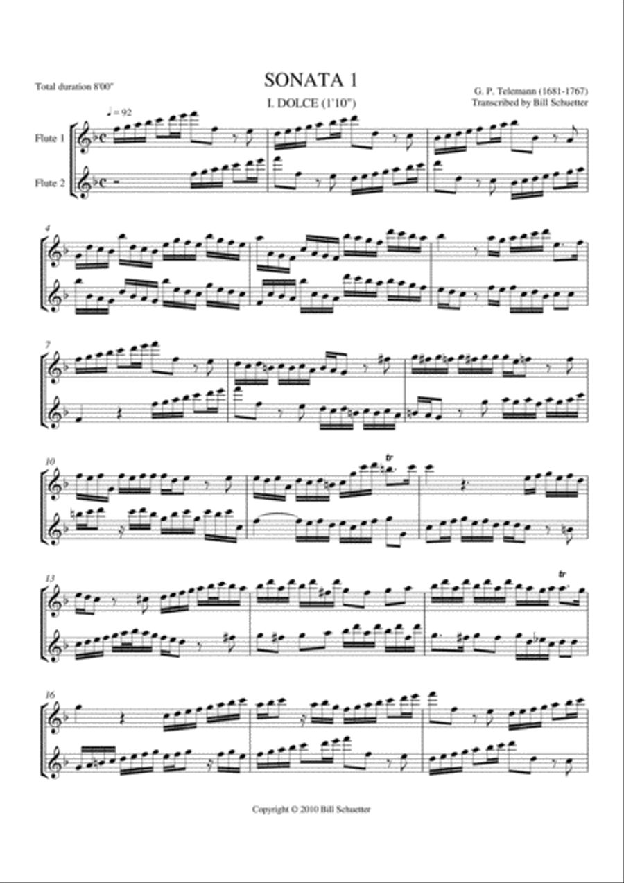 Sonata 1 Flute Duet scores gallery preview page 1