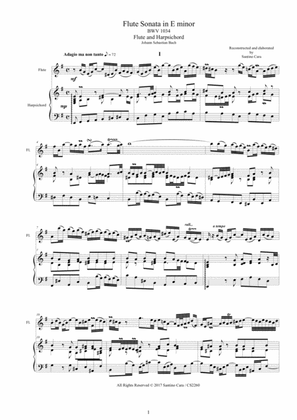 Book cover for Bach - Flute Sonata in E minor BWV 1034 for Flute and Harpsichord (or Piano)