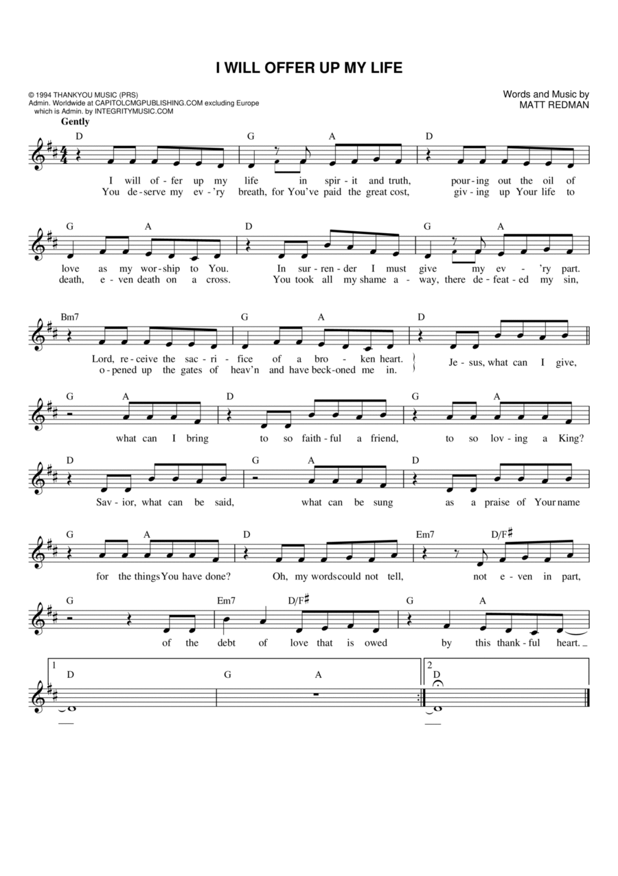 I Will Offer Up My Life Flute scores gallery preview page 1
