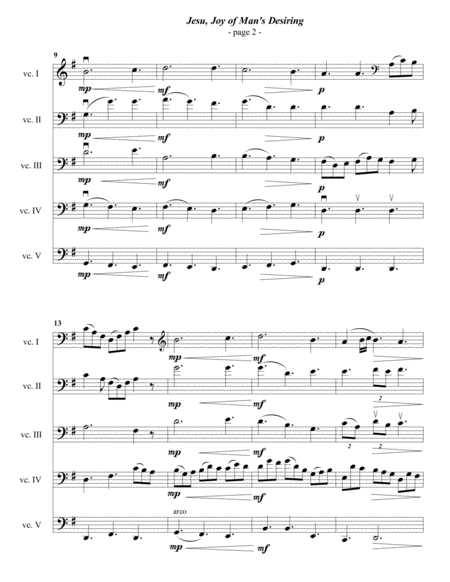 Bach: Jesu, Joy of Man's Desiring for Cello Choir image number null