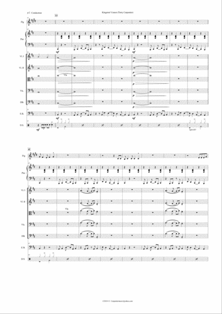 Kingston's canon,reggae style, for string quartet and combo jazz Large Ensemble scores gallery preview page 2