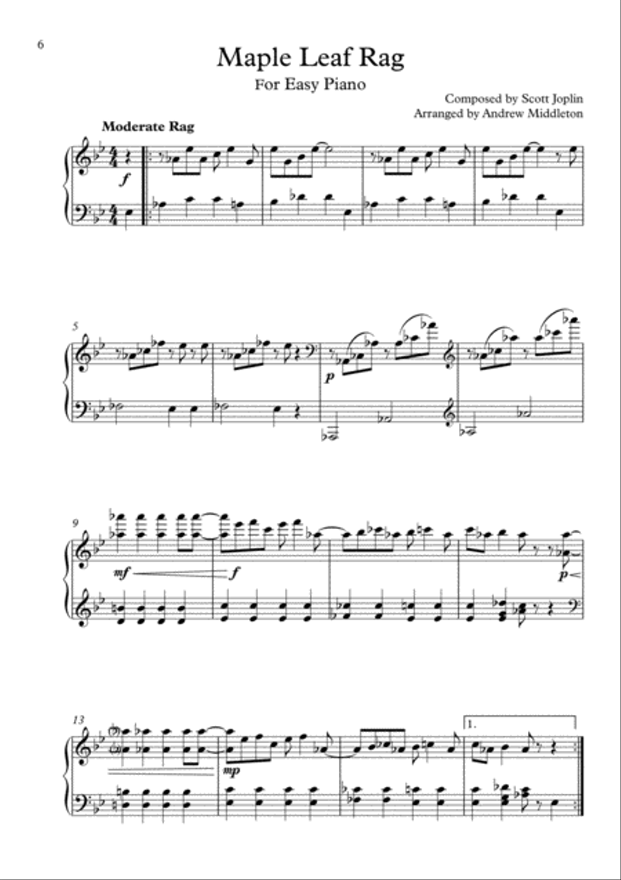 Three Joplin Rags arranged for Easy Piano Solo Easy Piano scores gallery preview page 6