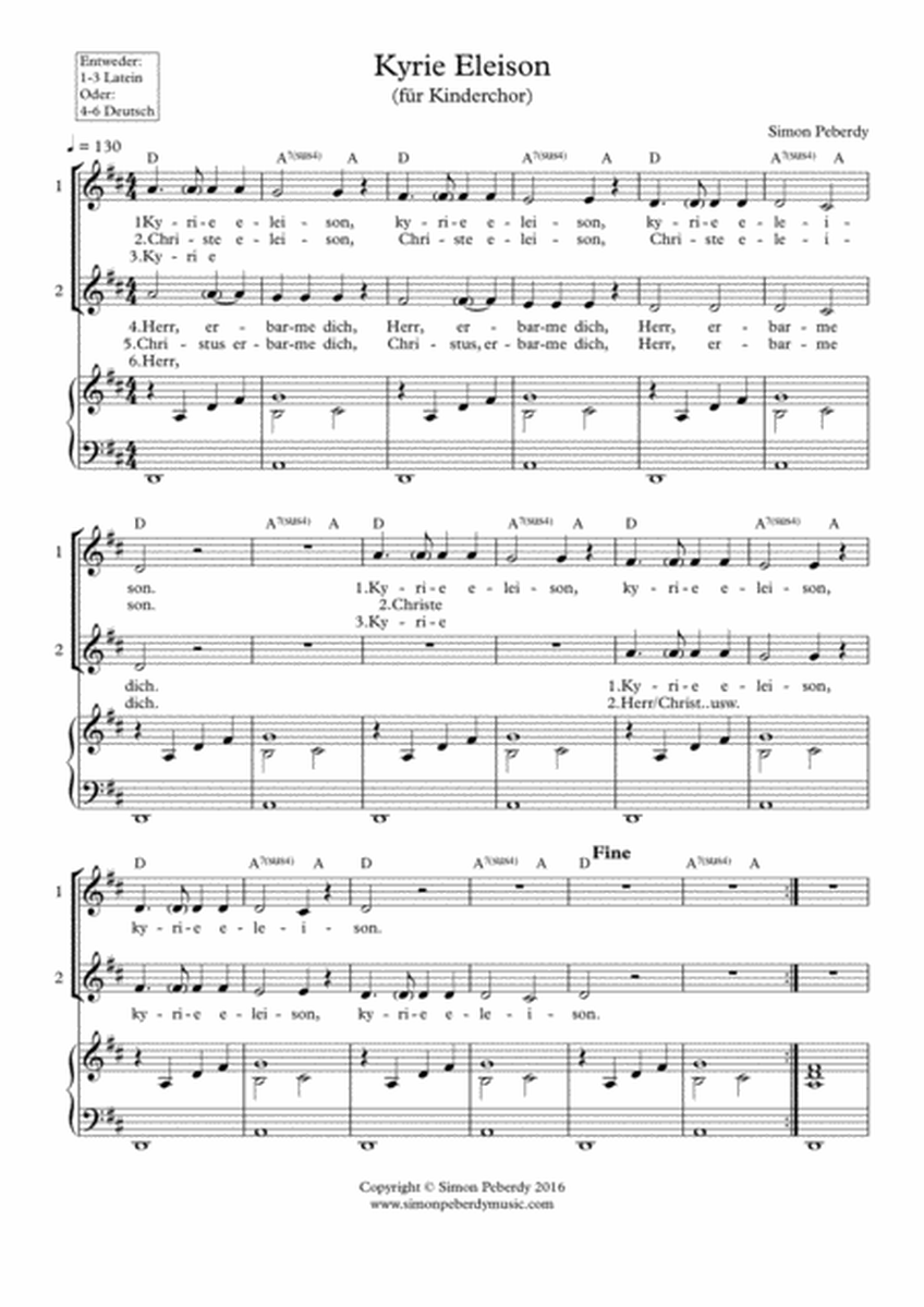 Kyrie Eleison (2016) canon (and SATB setting) image number null