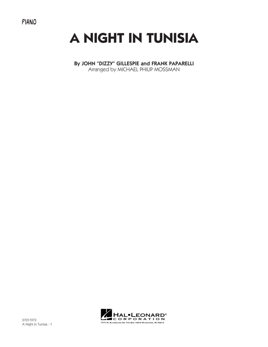 A Night In Tunisia - Piano