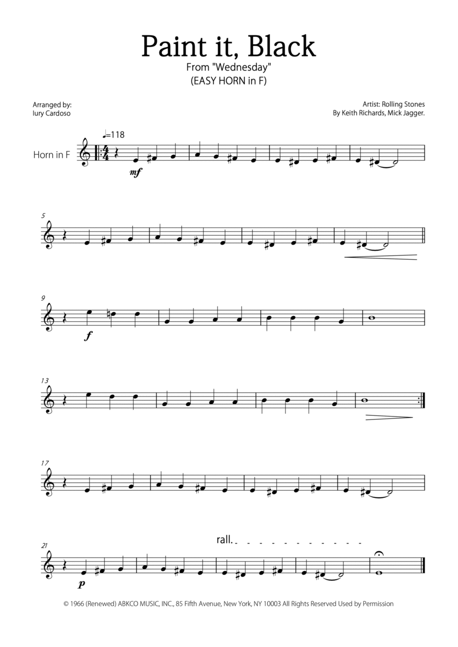 Paint It, Black Horn Solo scores gallery preview page 1
