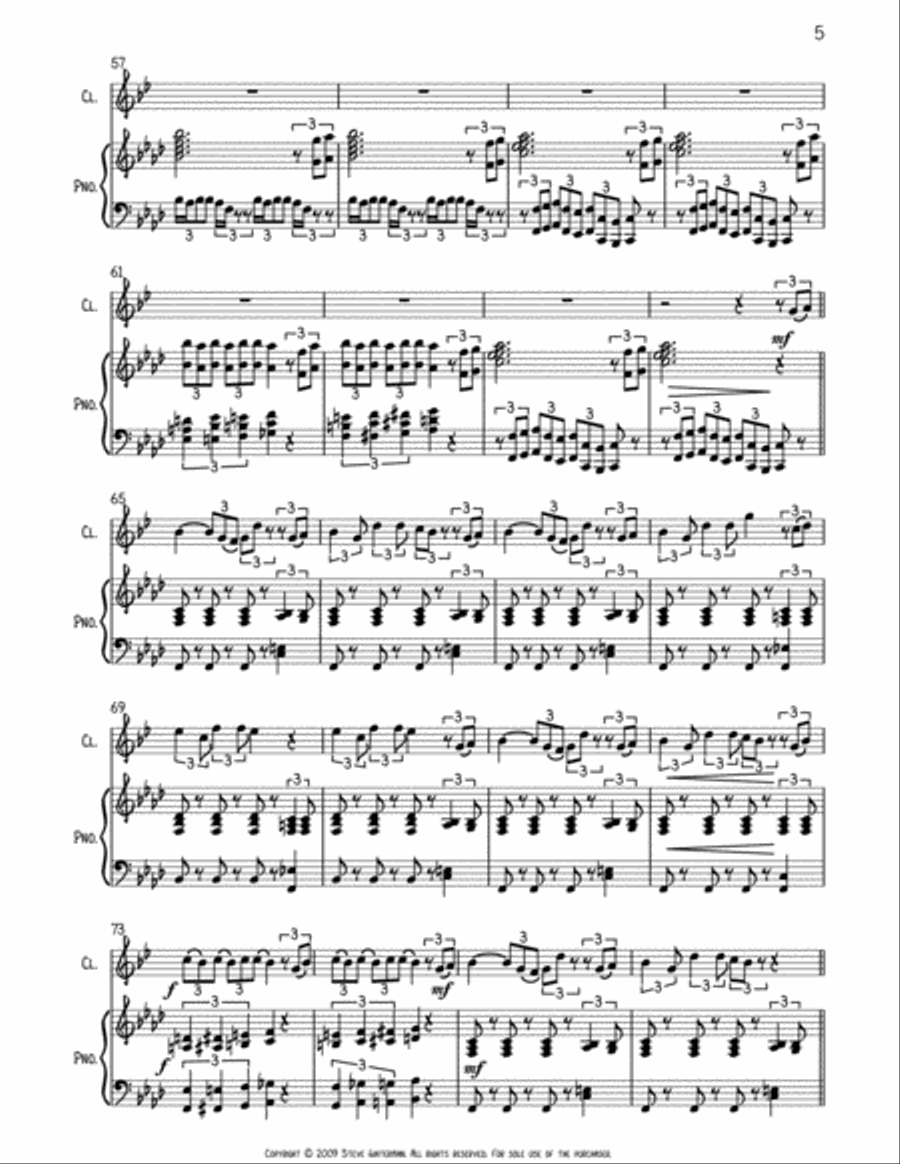 Red Vest Man for Bb Clarinet and Piano B-Flat Clarinet scores gallery preview page 5