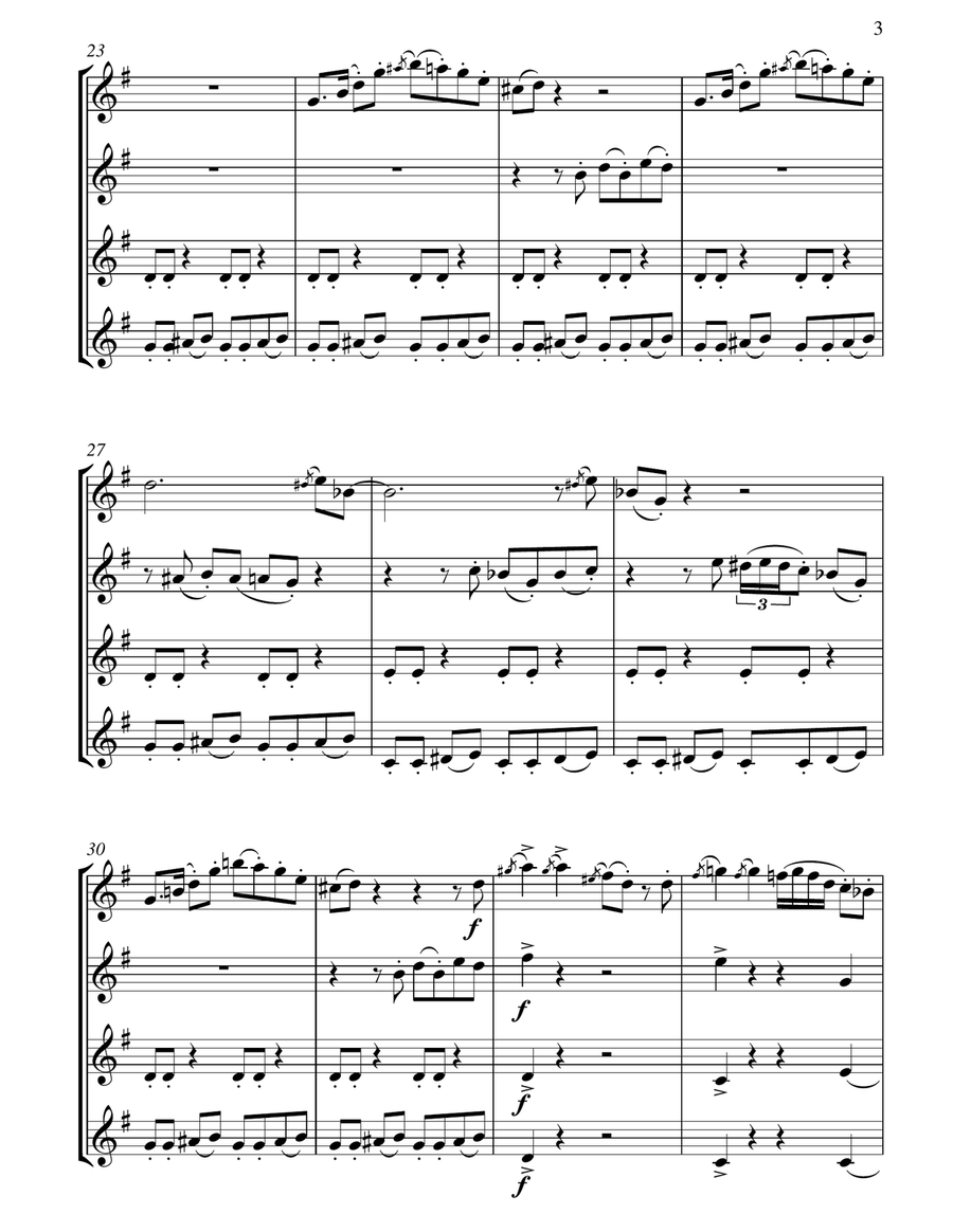 Baby Elephant Walk Clarinet Quartet scores gallery preview page 4