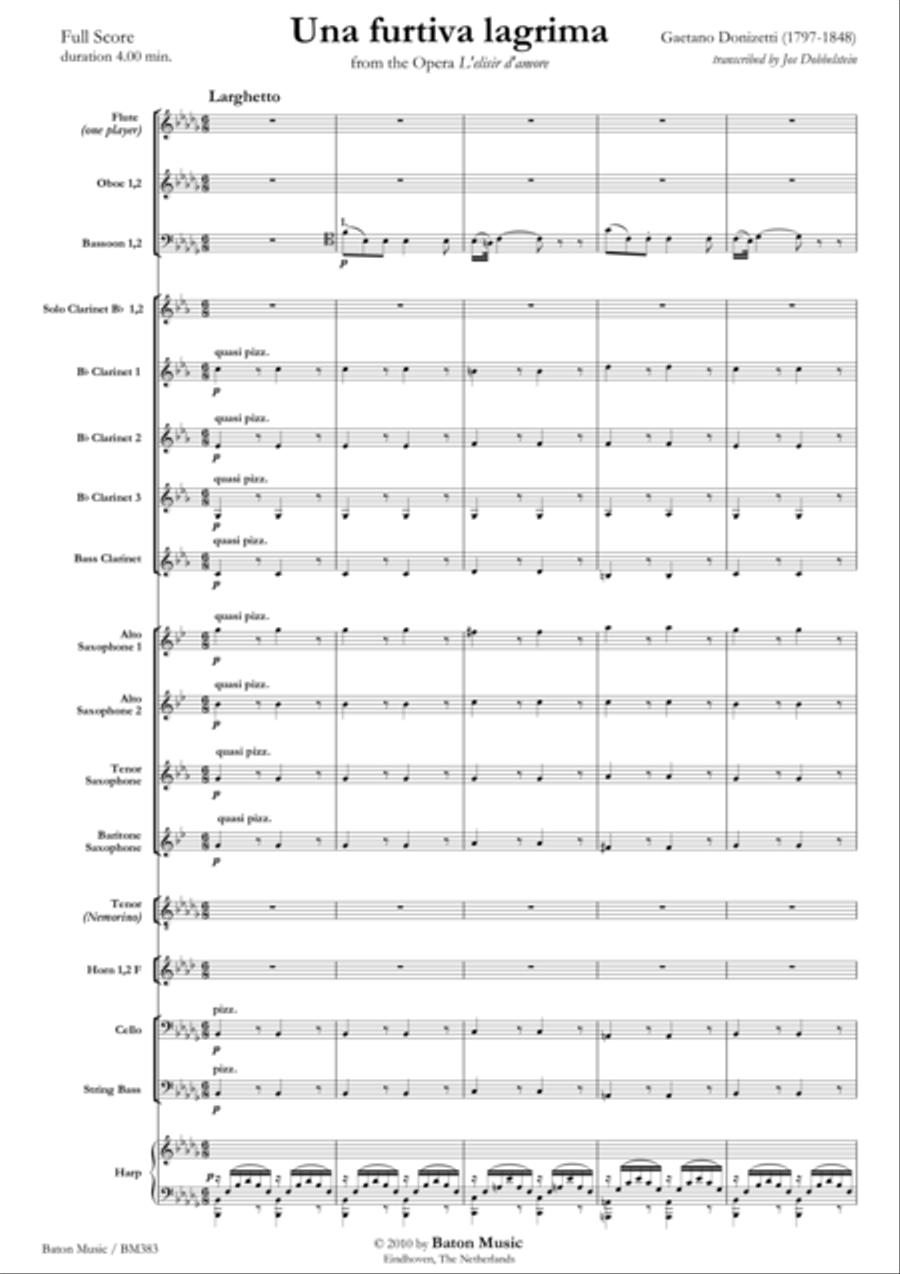 Una furtiva lagrima Concert Band scores gallery preview page 2