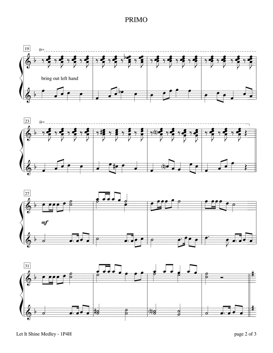 Let It Shine Medley (1 Piano, 4 Hands) 1 Piano, 4-Hands scores gallery preview page 4