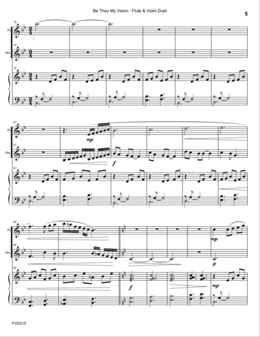 BE THOU MY VISION - FLUTE & VIOLIN with Piano Accompaniment Small Ensemble scores gallery preview page 5