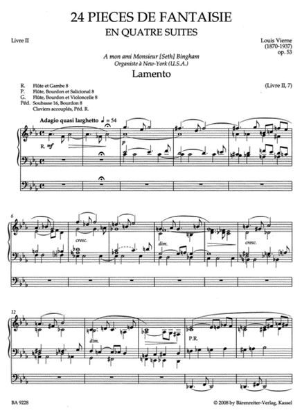 Pieces de Fantaisie en quatre suites, Livre II, Op. 53
