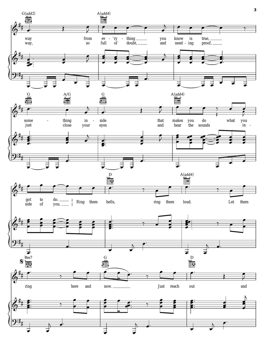 Bells Of Freedom Piano, Vocal, Guitar scores gallery preview page 3