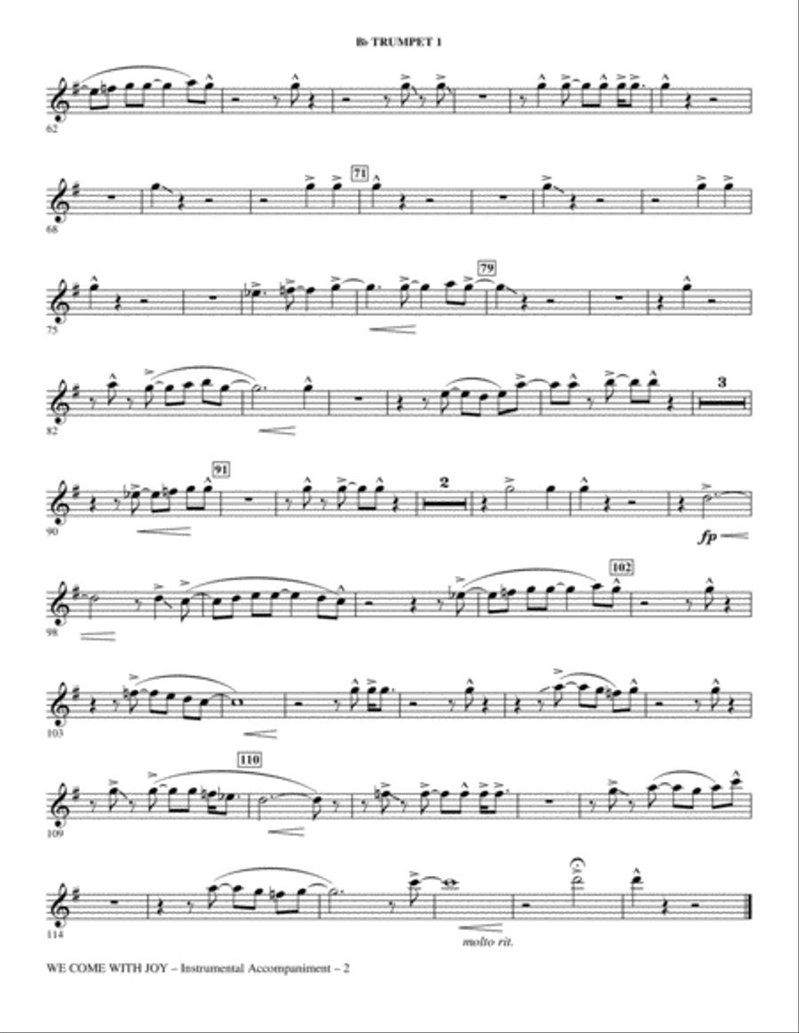 We Come With Joy Orchestration - Trumpet 1 Choir scores gallery preview page 2