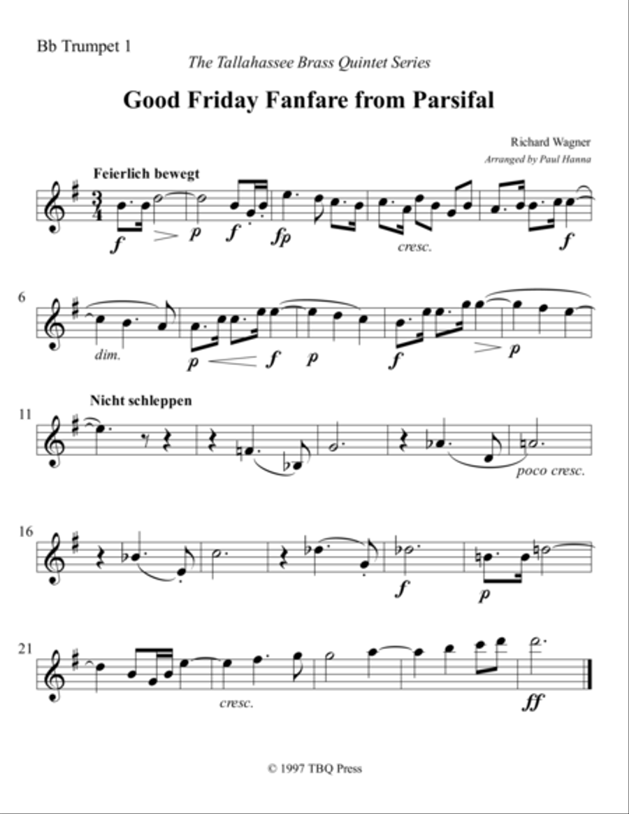 Good Friday Music from Parsifal Brass Ensemble scores gallery preview page 2