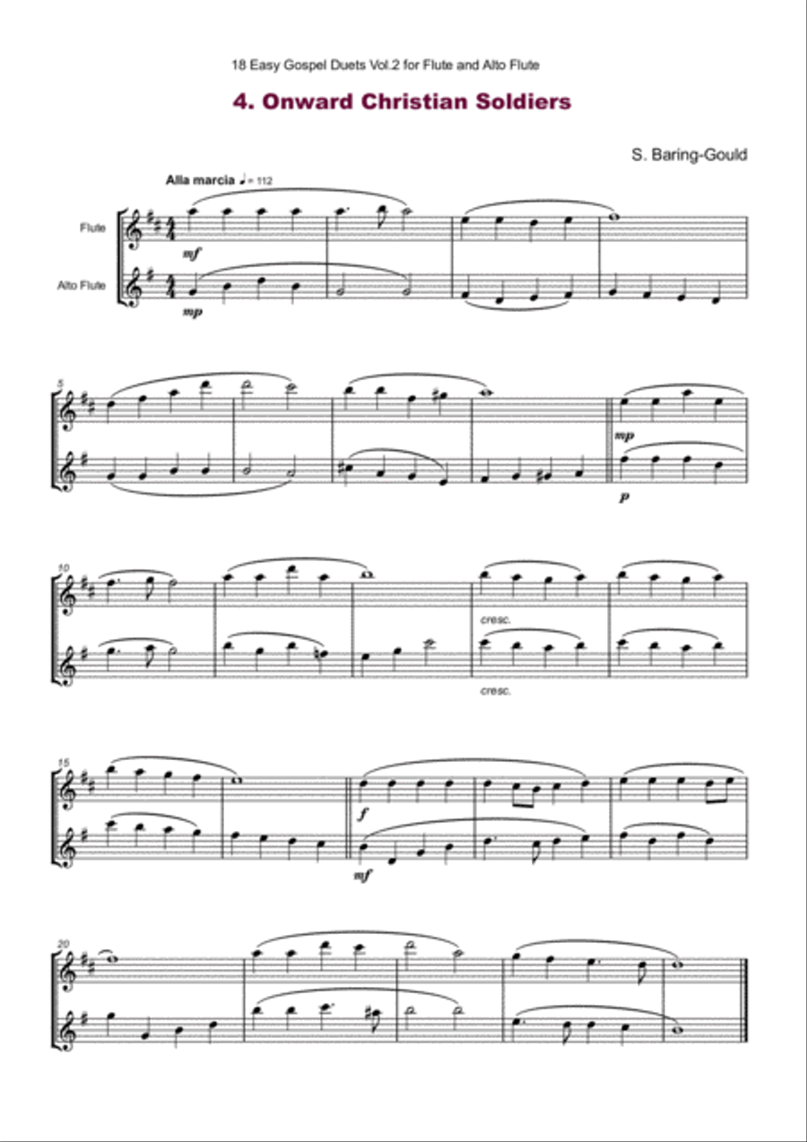 18 Easy Gospel Duets Vol.2 for Flute and Alto Flute