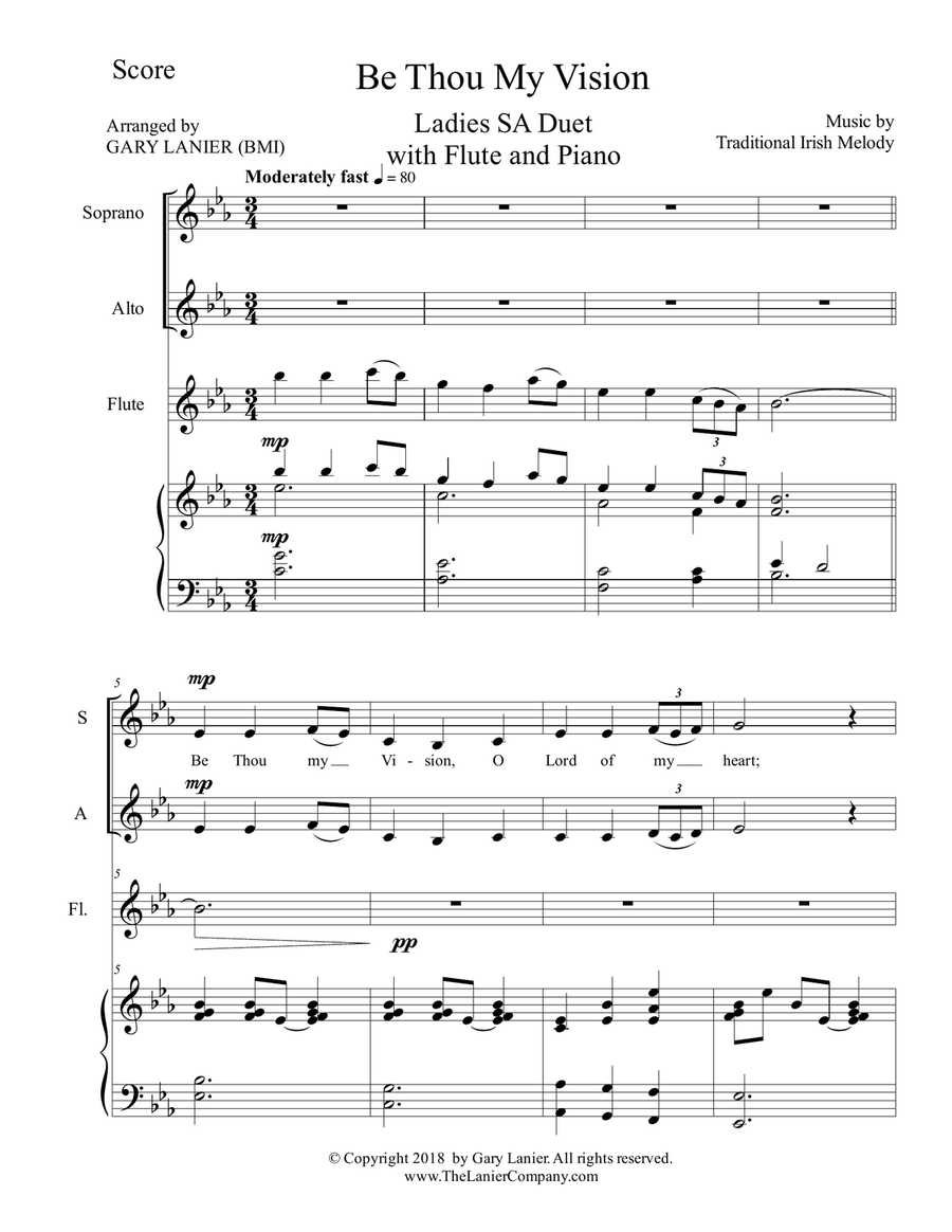 BE THOU MY VISION (Ladies SA Duet, Flute and Piano) SA scores gallery preview page 2
