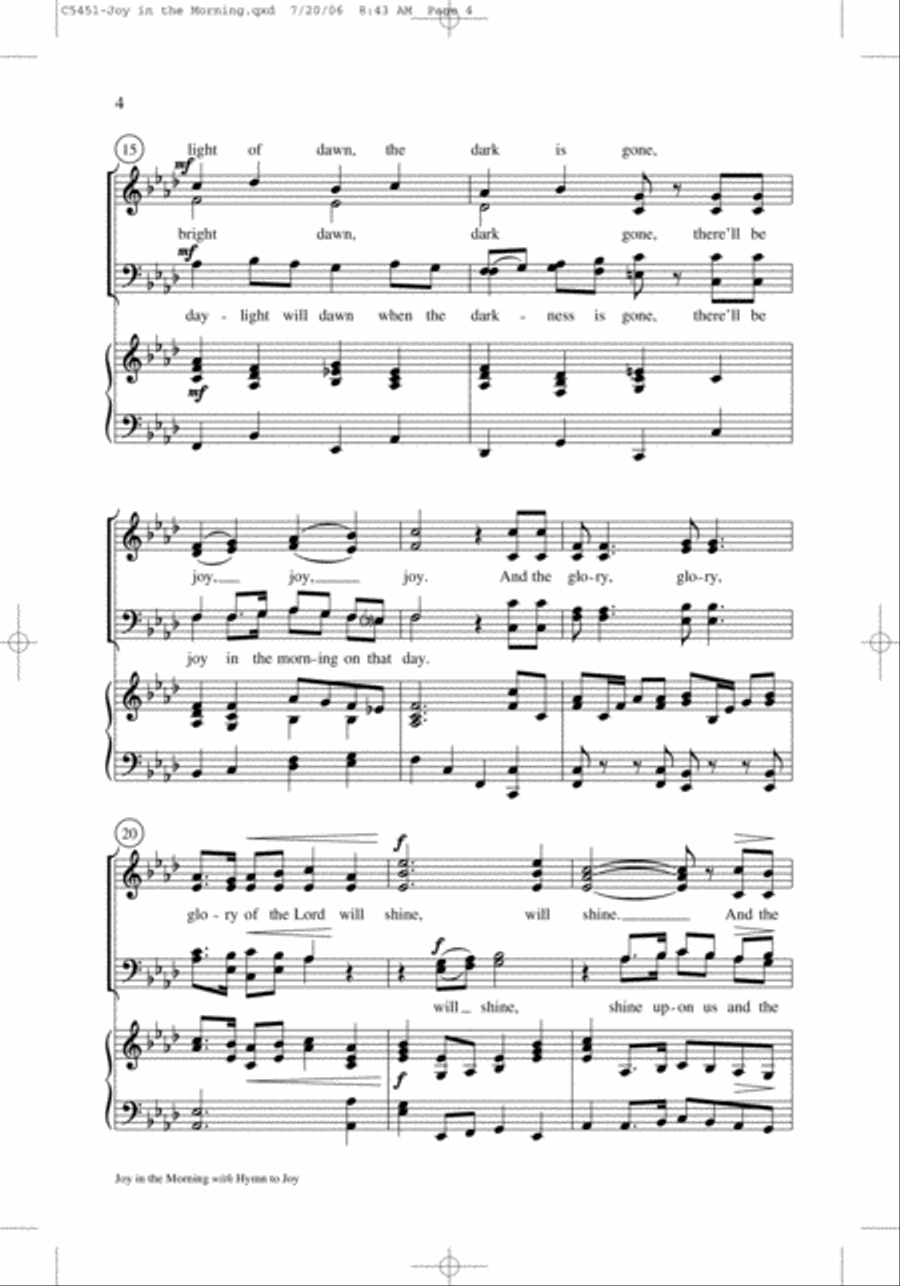 Joy in the Morning with Hymn to Joy 4-Part scores gallery preview page 4