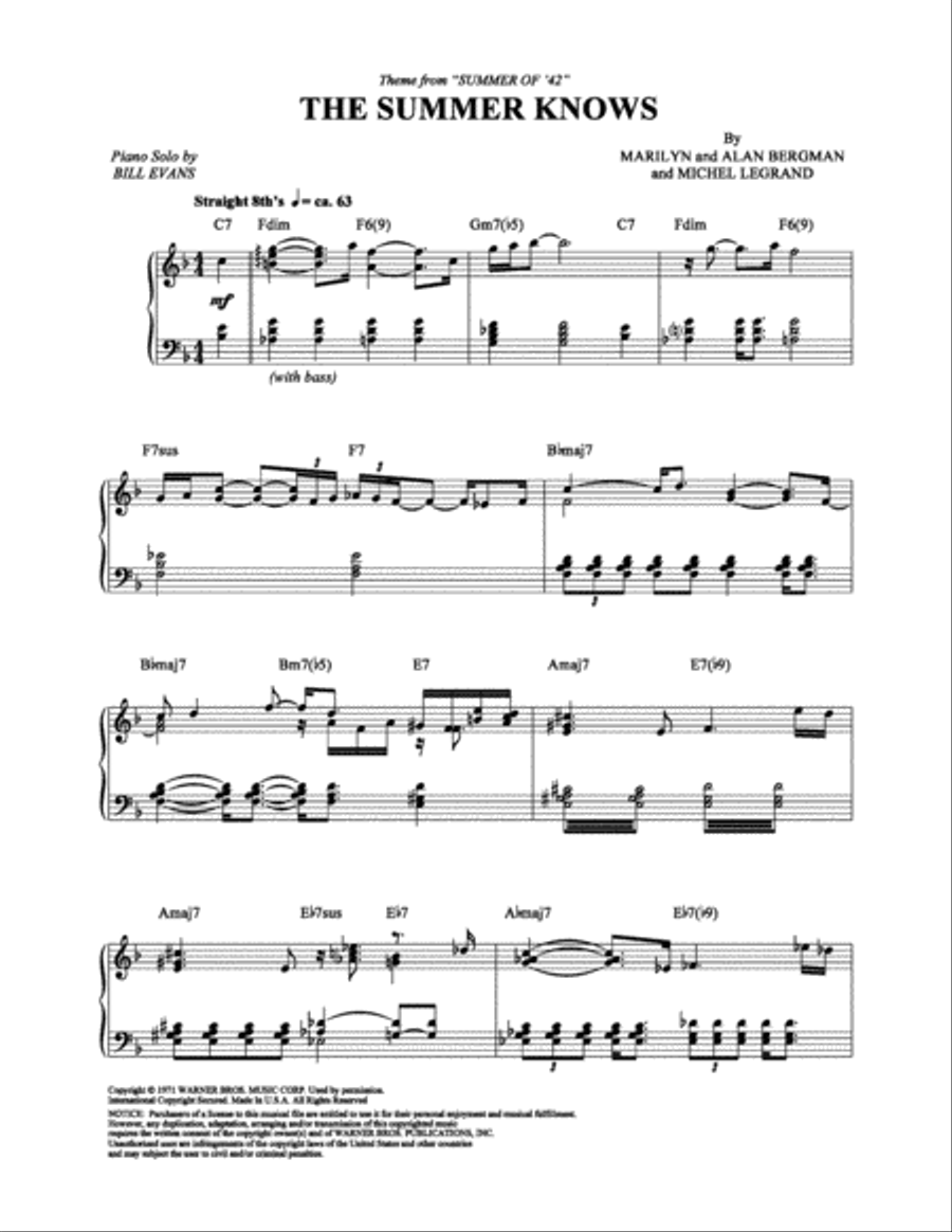 The Summer Knows (Theme From 