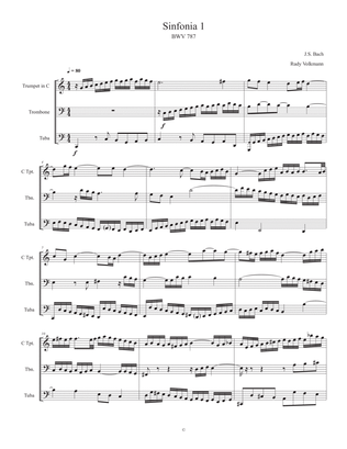 Sinfonia 1, J. S. Bach, adapted for C trumpet, Trombone, and Tuba