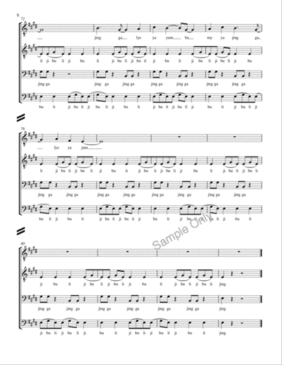 Jing Ga Lye Ya Jing Ga Lye Ya TTBB scores gallery preview page 8