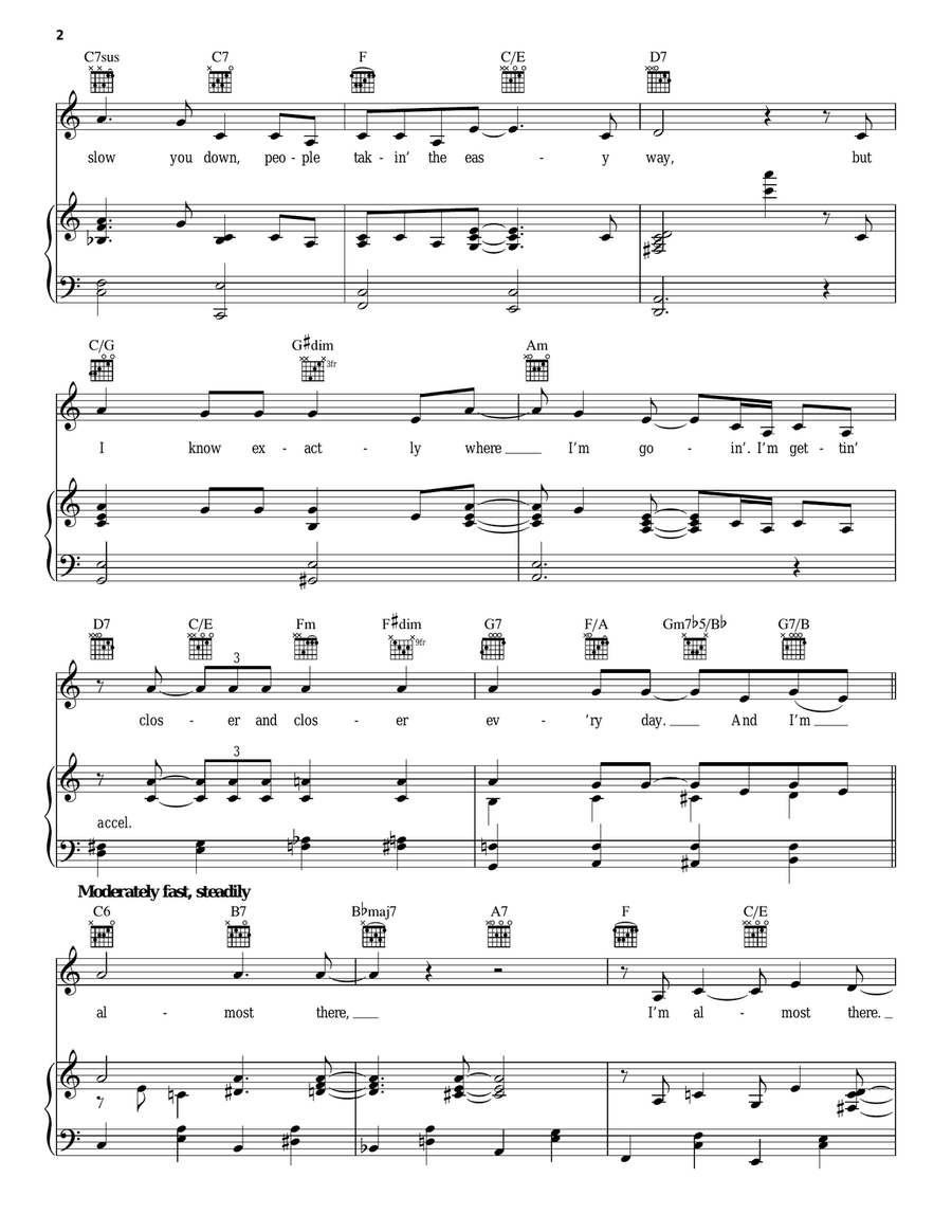 Almost There (from The Princess and the Frog) Piano, Vocal, Guitar scores gallery preview page 2