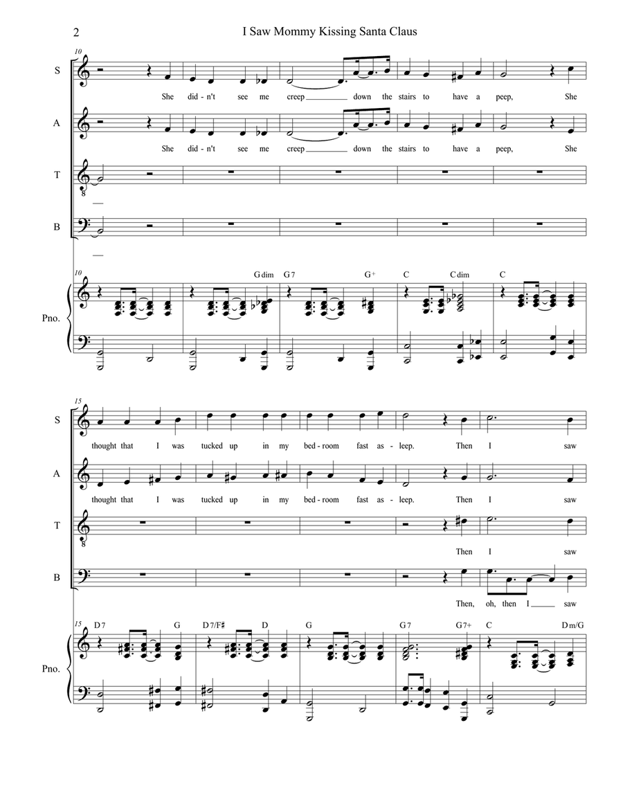 I Saw Mommy Kissing Santa Claus 4-Part scores gallery preview page 2