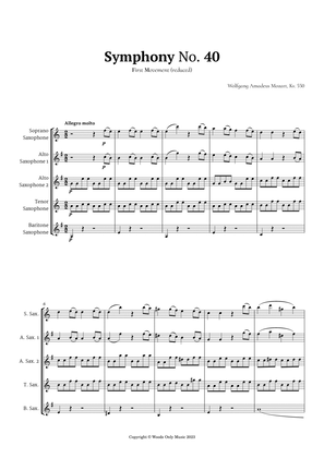 Symphony No. 40 by Mozart for Sax Quintet