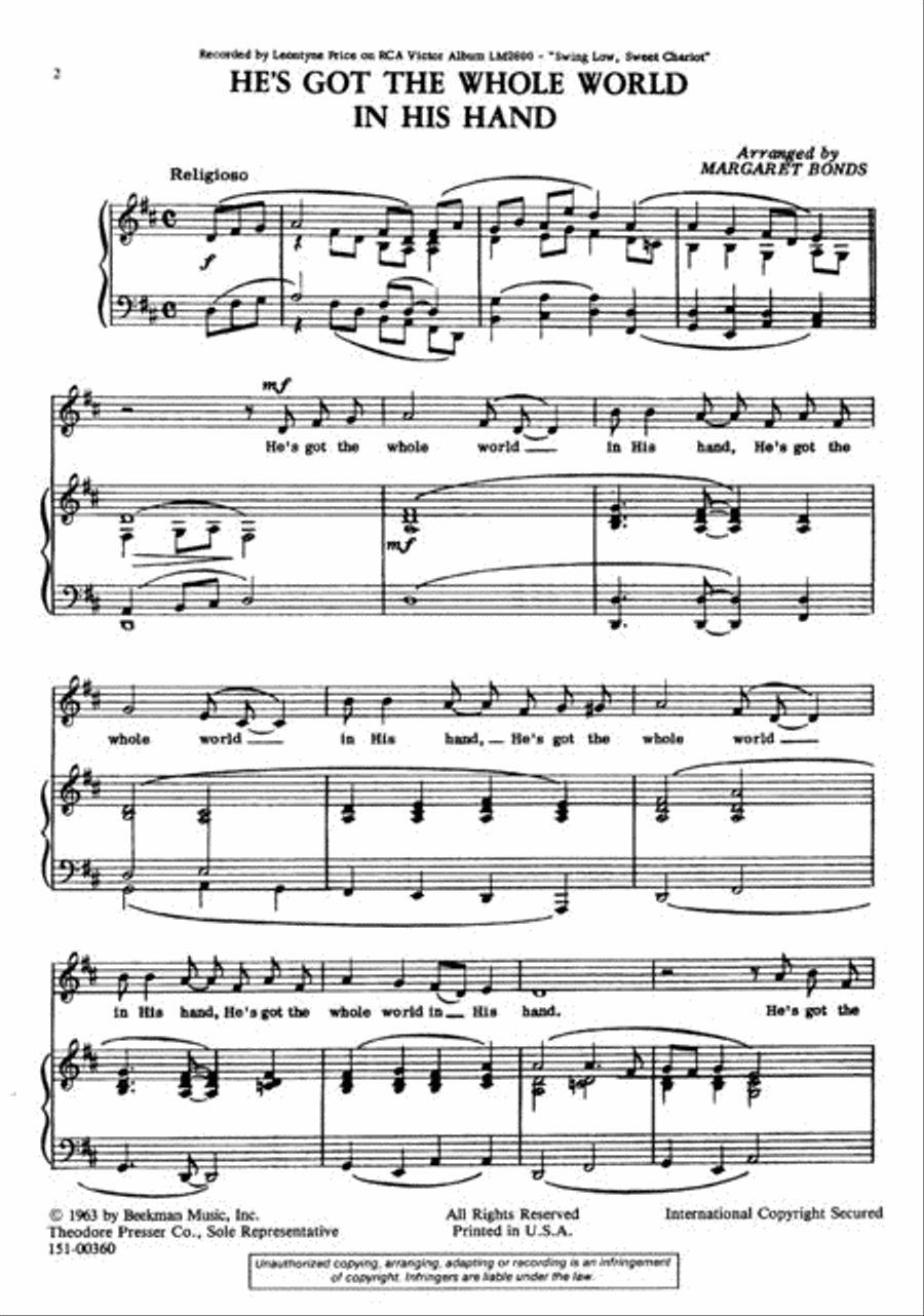 He's Got the Whole World in His Hands Chamber Music scores gallery preview page 2