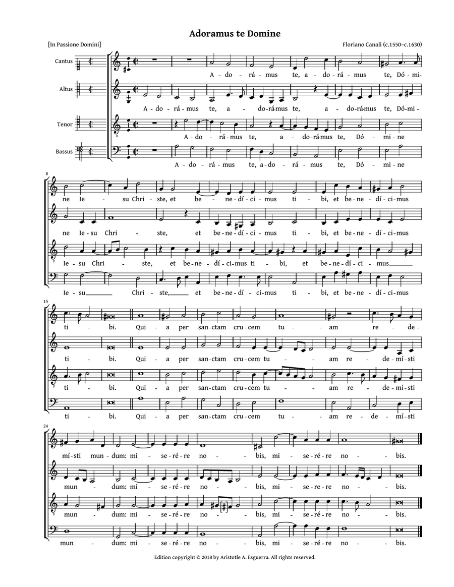 Adoramus te Domine (Canali) 4-Part scores gallery preview page 1