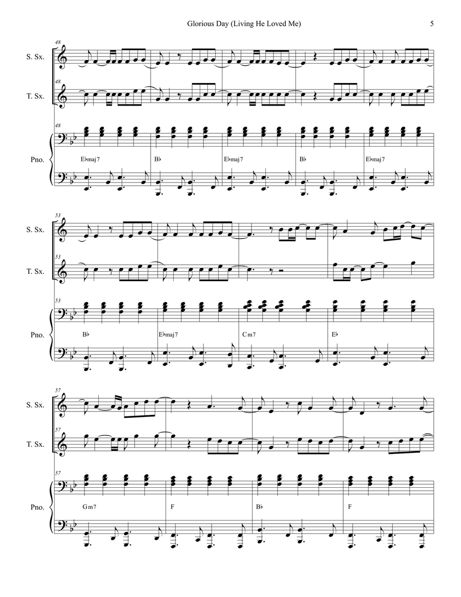 Glorious Day (Living He Loved Me) Woodwind Duet scores gallery preview page 5