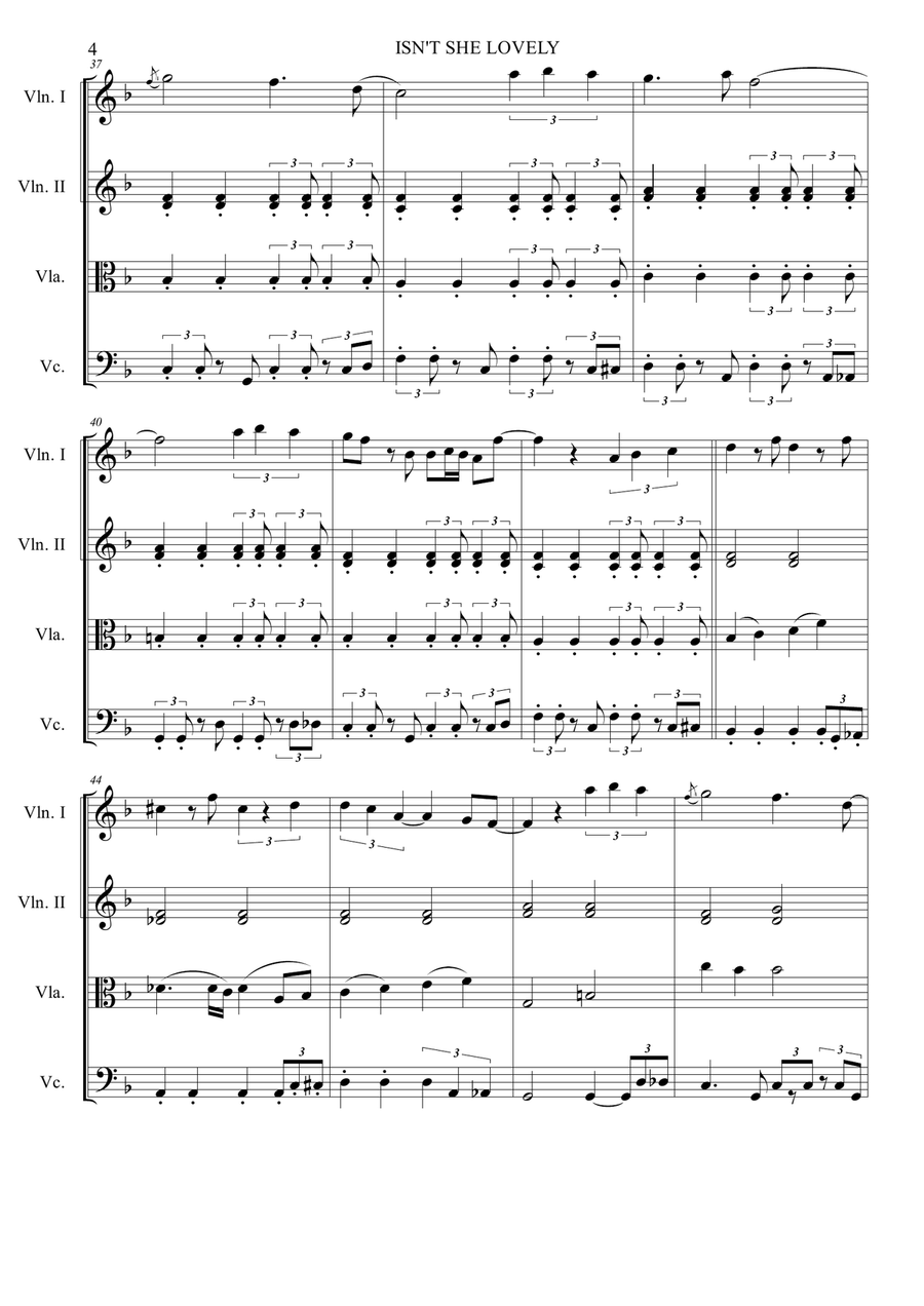 Isn't She Lovely String Quartet scores gallery preview page 5