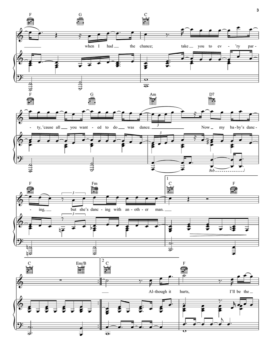 When I Was Your Man Piano, Vocal, Guitar scores gallery preview page 3