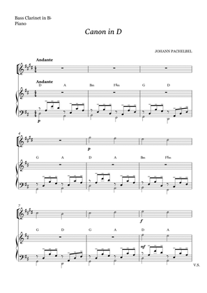 Canon in D for Bass Clarinet in Bb and Piano (With Chords)