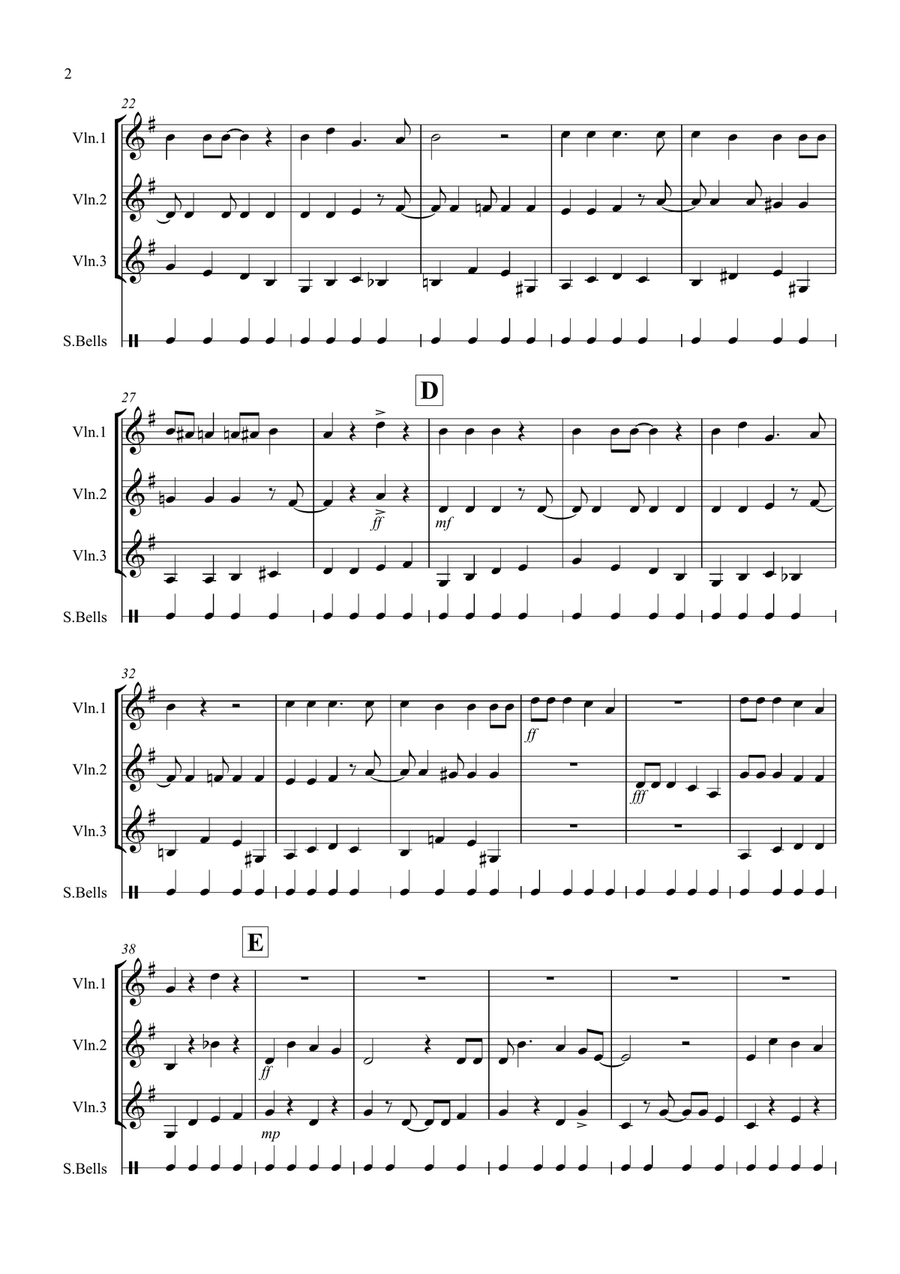 Jingle Bells (jazzy style!) for Violin Trio Jingle Bells (jazzy style!) for Violin Trio Violin Solo scores gallery preview page 2