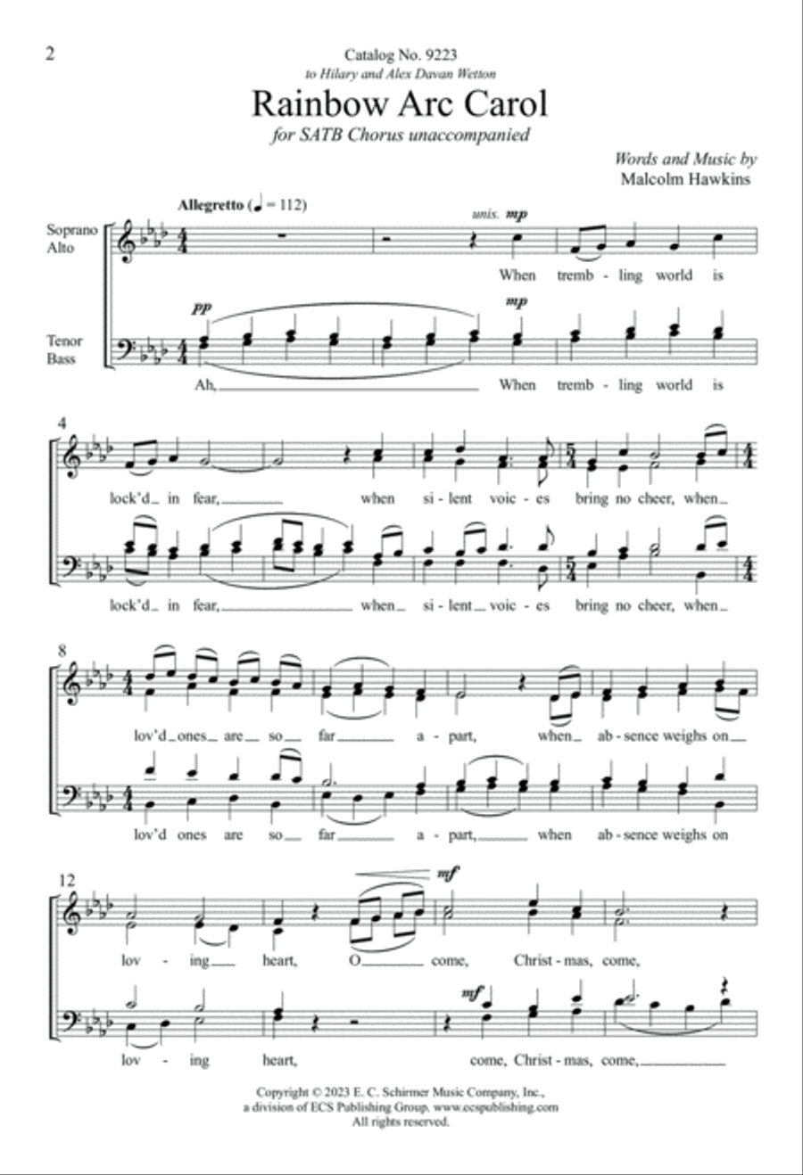 Rainbow Arc Carol Rainbow Arc Carol 4-Part scores gallery preview page 2