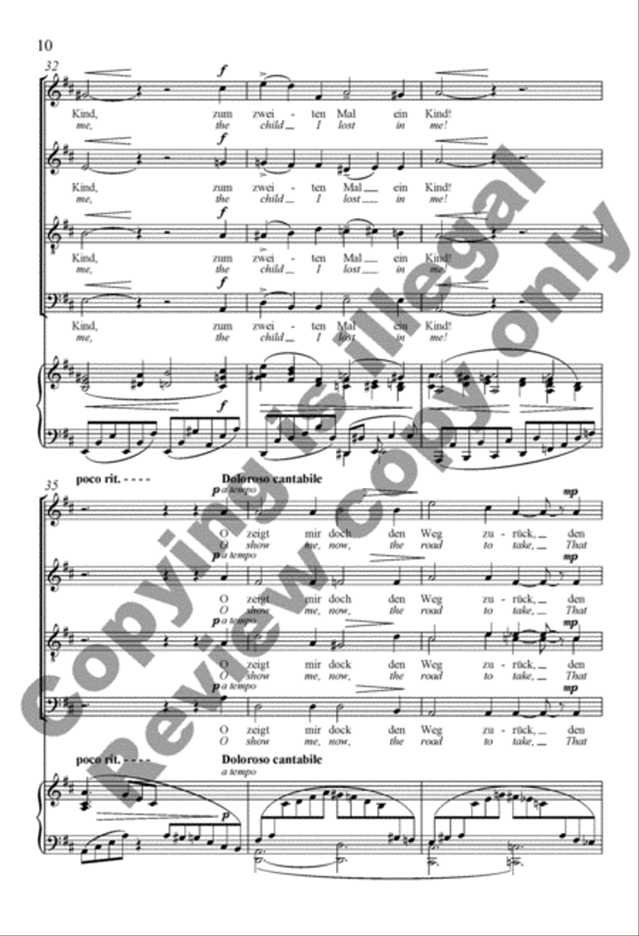 O wüsst’ ich doch den Weg zurück (O That I Knew the Way Back Home) 4-Part scores gallery preview page 10