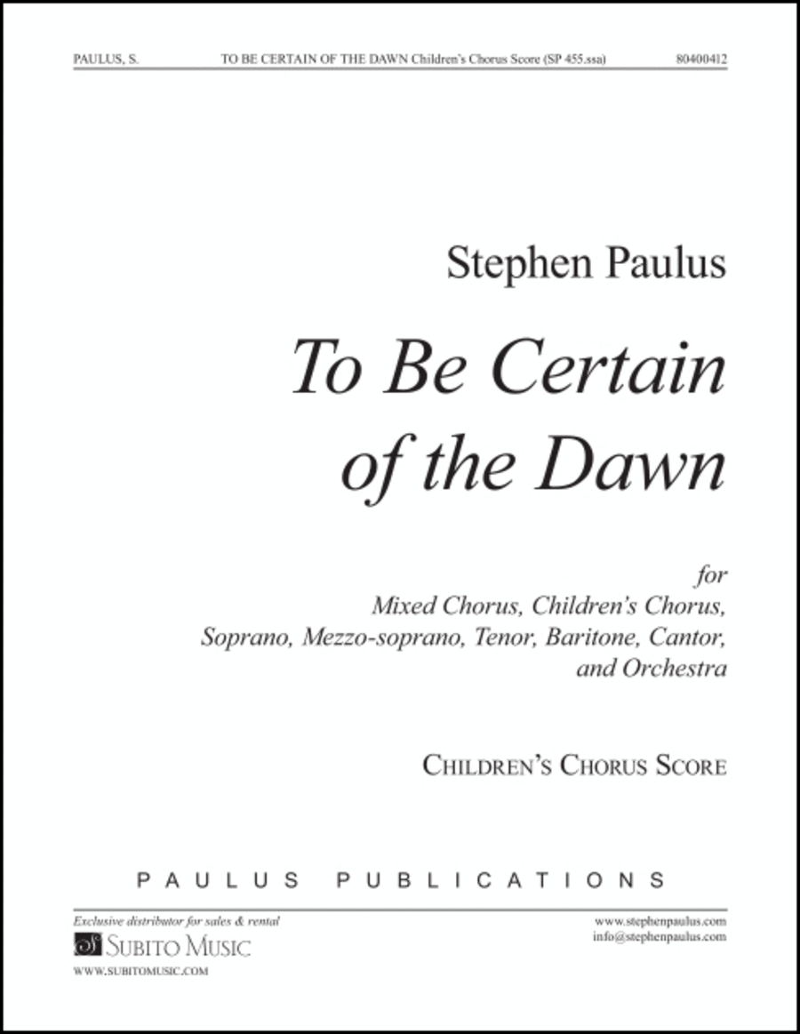 To Be Certain of the Dawn - children