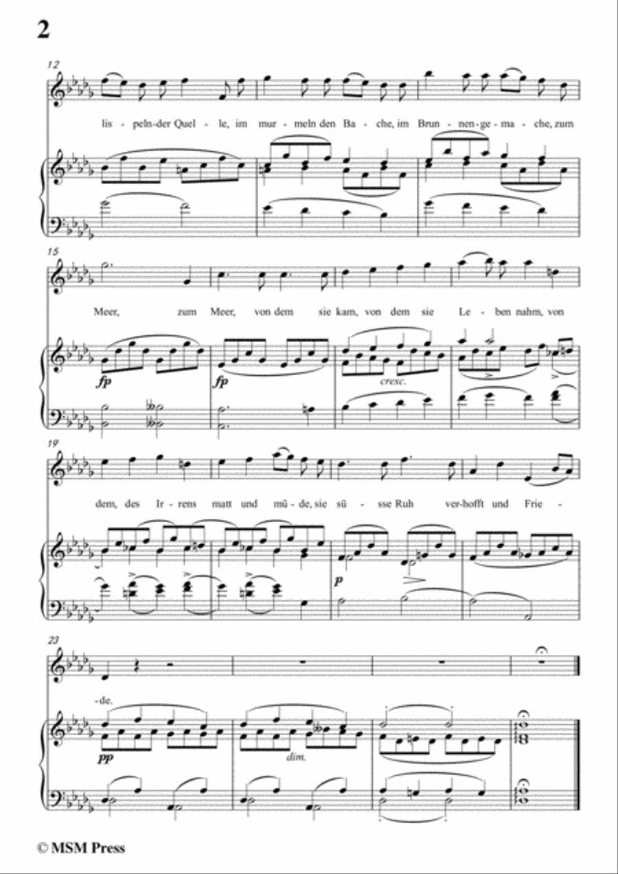 Schubert-Leiden der Trennung,in D flat Major,for Voice&Piano Voice scores gallery preview page 4