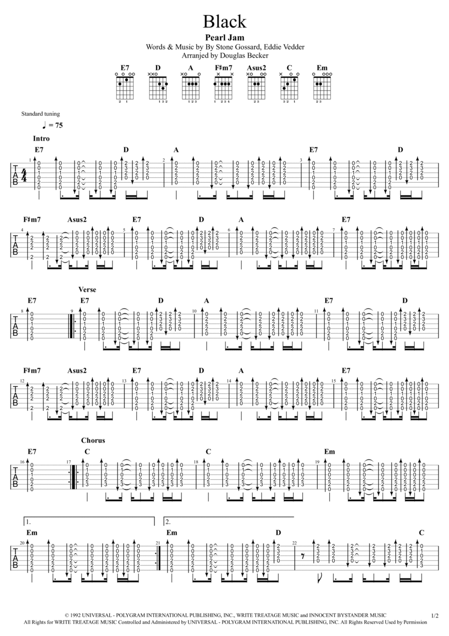 Black Black Guitar Tablature scores gallery preview page 1